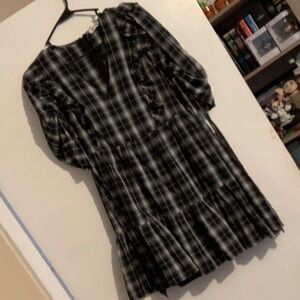 Plaid Black and Gray Women's Dress